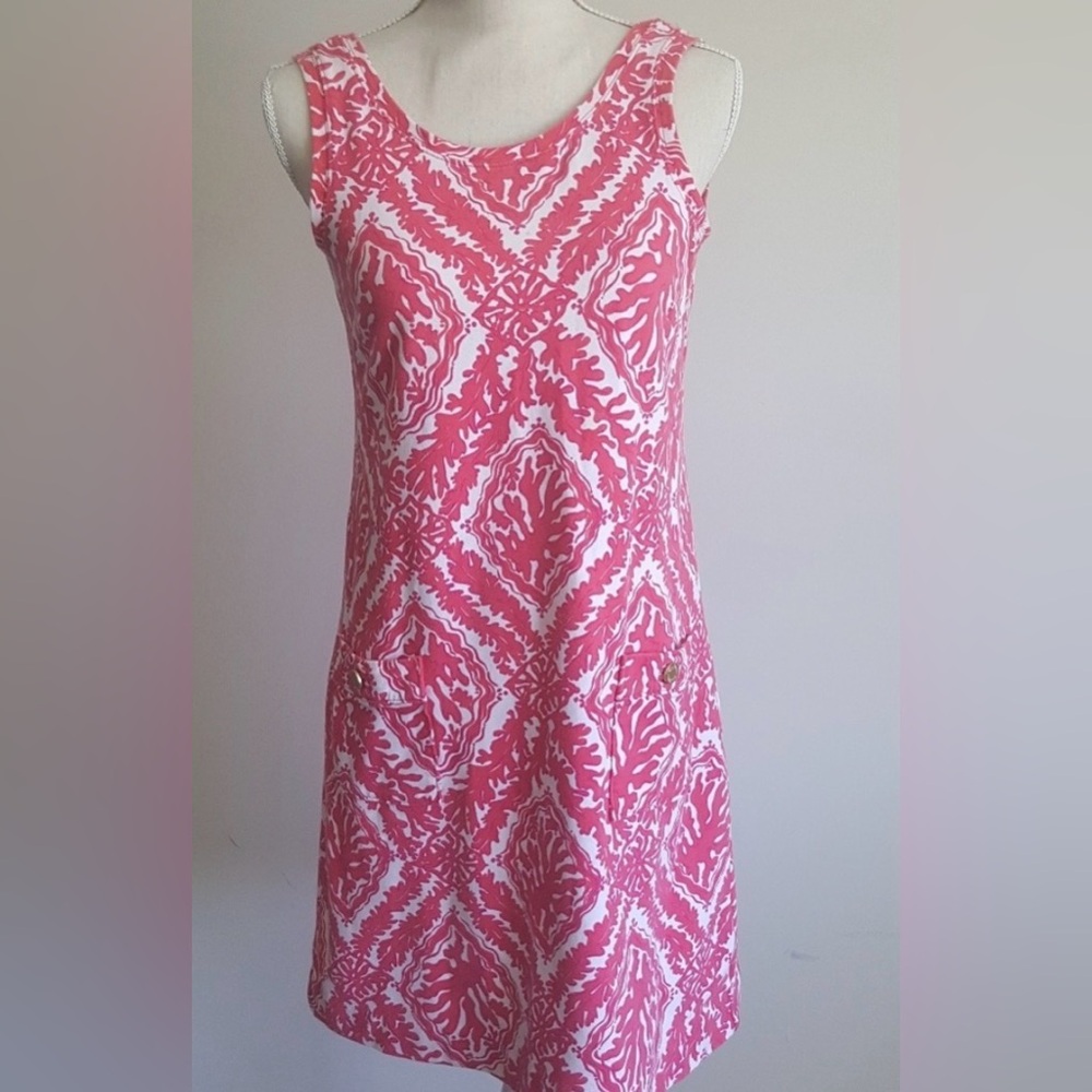 Lilly Pulitzer Pink and White Sleeveless Printed Dress